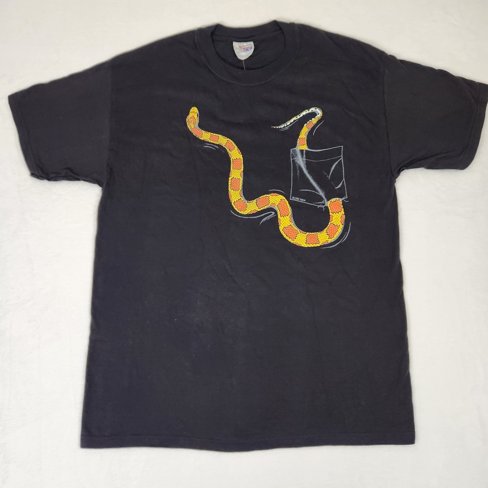 Vintage 1995 Pocket Pets Snake T-Shirt Hanes Beefy-T Black Mens Large NWT 90s